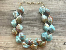 Load image into Gallery viewer, Malaysian Beach chunky necklace, Wanderlust Collection beaded jewelry, resin beaded Turquoise necklace, red blue green necklace