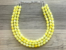 Load image into Gallery viewer, Banana Smoothie chunky necklace, Yellow beaded jewelry, 3 strand resin beaded Yellow necklace, creamy bold color block necklace