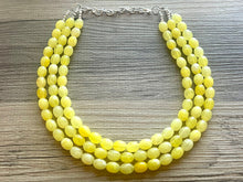 Load image into Gallery viewer, Banana Smoothie chunky necklace, Yellow beaded jewelry, 3 strand resin beaded Yellow necklace, creamy bold color block necklace