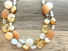 Load image into Gallery viewer, Florence Italy chunky necklace, Wanderlust Collection beaded jewelry, resin beaded Neutral necklace, white brown champagne tan