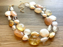 Load image into Gallery viewer, Florence Italy chunky necklace, Wanderlust Collection beaded jewelry, resin beaded Neutral necklace, white brown champagne tan