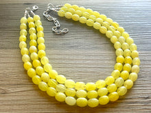 Load image into Gallery viewer, Banana Smoothie chunky necklace, Yellow beaded jewelry, 3 strand resin beaded Yellow necklace, creamy bold color block necklace