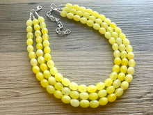Load image into Gallery viewer, Banana Smoothie chunky necklace, Yellow beaded jewelry, 3 strand resin beaded Yellow necklace, creamy bold color block necklace
