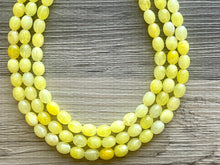 Load image into Gallery viewer, Banana Smoothie chunky necklace, Yellow beaded jewelry, 3 strand resin beaded Yellow necklace, creamy bold color block necklace