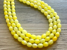Load image into Gallery viewer, Banana Smoothie chunky necklace, Yellow beaded jewelry, 3 strand resin beaded Yellow necklace, creamy bold color block necklace