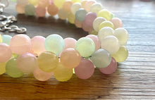 Load image into Gallery viewer, Misty Morning Pastel Rainbow Beaded Necklace, Colorful Jewelry, Chunky statement necklace, rainbow jewelry, confetti mint pink shimmer