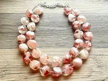 Load image into Gallery viewer, Cranberry Swirl Shortcake Soirée, Chunky 2 Strand Statement Necklace, maroon jewelry, dark red necklace, gray glitter resin jewelry