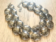 Load image into Gallery viewer, Black & clear Lace Bead Necklace, multi Strand Statement Jewelry, black Chunky bib, bridesmaid necklace, beaded jewelry