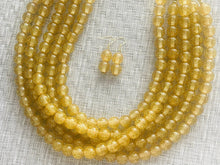 Load image into Gallery viewer, Five Strand Gold Glitter Resin Chunky statement necklace, big beaded jewelry, gifts for women, bib jewelry Multi-Strand necklace statement