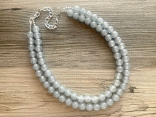 Load image into Gallery viewer, Two Strand Silver gray Glitter Resin Chunky statement necklace, big beaded jewelry, gifts for women, bib jewelry Multi-Strand necklace