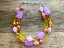 Load image into Gallery viewer, Lavender Haze Beaded Necklace, 2 strand Chunky statement necklace, big beaded necklace jewelry, Orange yellow blush pink statement