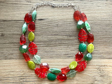 Load image into Gallery viewer, Christmas Necklace, Red Silver Green white Holiday Jewelry, Christmas Jewelry, Red Green Jewelry, Christmas Gift Christmas Present