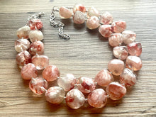 Load image into Gallery viewer, Cranberry Swirl Shortcake Soirée, Chunky 2 Strand Statement Necklace, maroon jewelry, dark red necklace, gray glitter resin jewelry