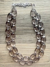 Load image into Gallery viewer, Gray Chunky Statement Necklace, big beaded bib necklace, gray jewelry, bridesmaid necklace, gray necklace, gray crackle, gray bridesmaid
