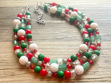 Load image into Gallery viewer, Christmas Necklace, Red & Green Bead Holiday Jewelry, Red Green Jewelry, Beaded Christmas Gift Christmas Present December Winter white