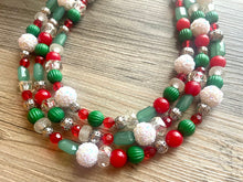 Load image into Gallery viewer, Christmas Necklace, Red & Green Bead Holiday Jewelry, Red Green Jewelry, Beaded Christmas Gift Christmas Present December Winter white