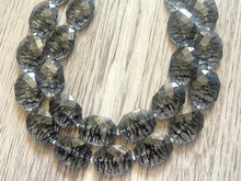 Load image into Gallery viewer, Black & clear Lace Bead Necklace, multi Strand Statement Jewelry, black Chunky bib, bridesmaid necklace, beaded jewelry