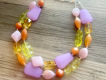 Load image into Gallery viewer, Lavender Haze Beaded Necklace, 2 strand Chunky statement necklace, big beaded necklace jewelry, Orange yellow blush pink statement