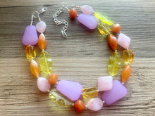 Load image into Gallery viewer, Lavender Haze Beaded Necklace, 2 strand Chunky statement necklace, big beaded necklace jewelry, Orange yellow blush pink statement
