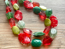Load image into Gallery viewer, Christmas Necklace, Red Silver Green white Holiday Jewelry, Christmas Jewelry, Red Green Jewelry, Christmas Gift Christmas Present