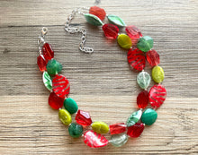 Load image into Gallery viewer, Christmas Necklace, Red Silver Green white Holiday Jewelry, Christmas Jewelry, Red Green Jewelry, Christmas Gift Christmas Present
