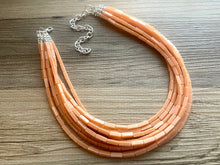 Load image into Gallery viewer, Clementine Sky Chunky 8 Strand Statement Necklace, Orange coral jewelry, orange color block statement, peach summer fall necklace