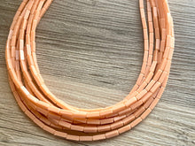 Load image into Gallery viewer, Clementine Sky Chunky 8 Strand Statement Necklace, Orange coral jewelry, orange color block statement, peach summer fall necklace