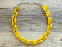 Load image into Gallery viewer, Marigold Yellow Fall Walk Chunky Statement Necklace, Big beaded jewelry, multi strand Statement chunky bib yellow mustard