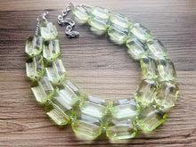 Load image into Gallery viewer, Green Splendor Statement Necklace, Chunky Jewelry Big Beaded Necklace, light green Necklace, mint Jewelry bubble double strand grass