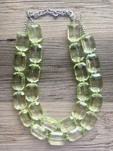 Load image into Gallery viewer, Green Splendor Statement Necklace, Chunky Jewelry Big Beaded Necklace, light green Necklace, mint Jewelry bubble double strand grass