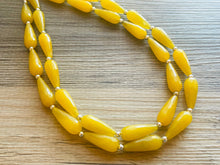 Load image into Gallery viewer, Marigold Yellow Fall Walk Chunky Statement Necklace, Big beaded jewelry, multi strand Statement chunky bib yellow mustard