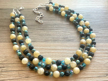 Load image into Gallery viewer, Malachite Tan Black Aqua Necklace multi strand jewelry, big bib beaded chunky statement necklace, black necklace, bridesmaid necklace