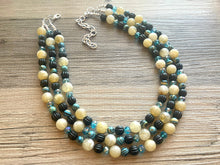 Load image into Gallery viewer, Malachite Tan Black Aqua Necklace multi strand jewelry, big bib beaded chunky statement necklace, black necklace, bridesmaid necklace