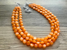 Load image into Gallery viewer, Orange Beaded Statement Necklace, beaded jewelry, orange jewelry, beaded necklace, orange earrings necklace, chunky bib