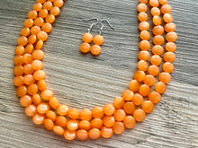 Load image into Gallery viewer, Orange Beaded Statement Necklace, beaded jewelry, orange jewelry, beaded necklace, orange earrings necklace, chunky bib