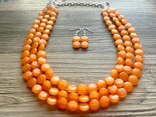 Load image into Gallery viewer, Orange Beaded Statement Necklace, beaded jewelry, orange jewelry, beaded necklace, orange earrings necklace, chunky bib