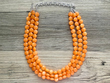 Load image into Gallery viewer, Orange Beaded Statement Necklace, beaded jewelry, orange jewelry, beaded necklace, orange earrings necklace, chunky bib