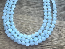 Load image into Gallery viewer, Baby Blue Beaded Statement Necklace, beaded jewelry, sky light blue jewelry, baby blue beaded necklace, blue earrings necklace, chunky