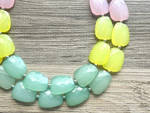 Load image into Gallery viewer, Pink & Green Chunky Statement Necklace, green pink beaded necklace jewelry, multi color jewelry multi strand necklace, bib chunky