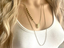 Load image into Gallery viewer, Vintage Gold & Gemstone Beaded long necklace, shiny beaded statement necklace, everyday metal chunky layering necklace