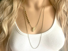 Load image into Gallery viewer, Vintage Gold & Gemstone Beaded long necklace, shiny beaded statement necklace, everyday metal chunky layering necklace