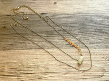 Load image into Gallery viewer, Vintage Gold & Gemstone Beaded long necklace, shiny beaded statement necklace, everyday metal chunky layering necklace