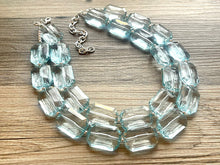 Load image into Gallery viewer, Iced Pond Blue Necklace, Double Strand Statement Jewelry, pool carribbean Chunky bib bridesmaid, everyday bubble jewelry, turquoise blue
