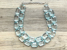Load image into Gallery viewer, Iced Pond Blue Necklace, Double Strand Statement Jewelry, pool carribbean Chunky bib bridesmaid, everyday bubble jewelry, turquoise blue