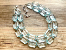Load image into Gallery viewer, Iced Pond Blue Necklace, Double Strand Statement Jewelry, pool carribbean Chunky bib bridesmaid, everyday bubble jewelry, turquoise blue
