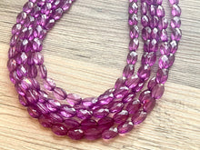 Load image into Gallery viewer, Purple Glimmer Grape Statement Necklace, Chunky Five Strand Jewelry, purple necklace silver necklace, dark eggplant bib necklace