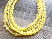 Load image into Gallery viewer, But a Dream Statement Necklace, chunky bib beaded jewelry, yellow color block wedding bridesmaid acrylic bib jewelry yellow 5 strand