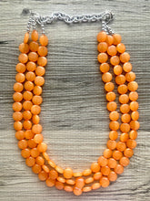 Load image into Gallery viewer, Orange Beaded Statement Necklace, beaded jewelry, orange jewelry, beaded necklace, orange earrings necklace, chunky bib