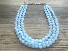 Load image into Gallery viewer, Baby Blue Beaded Statement Necklace, beaded jewelry, sky light blue jewelry, baby blue beaded necklace, blue earrings necklace, chunky