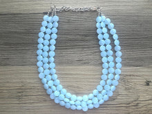 Load image into Gallery viewer, Baby Blue Beaded Statement Necklace, beaded jewelry, sky light blue jewelry, baby blue beaded necklace, blue earrings necklace, chunky